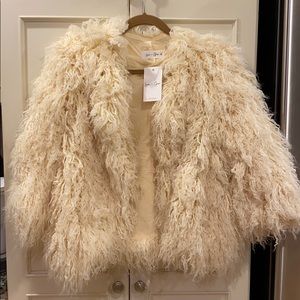 Luca & Grae ivory lines faux fur jacket
